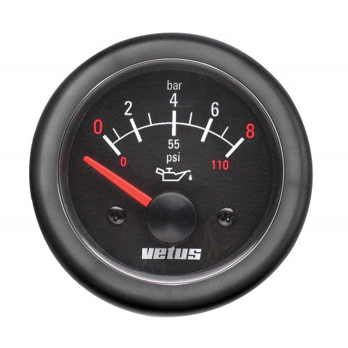 Oljetrycksmätare 24 V, (0-8 kg/cm2), håltagnings D. 52 mm