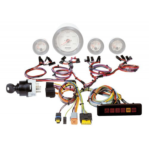 Signalkabelstam för motorinstrument, inkl panel med varningslamporoch startnyckel med förglödningsfunktion, 12 V