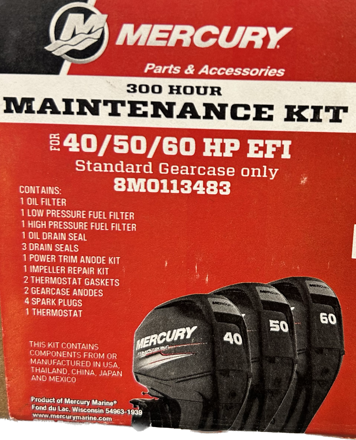 Mercury 40/50/60HP EFI 300 timmars service kit