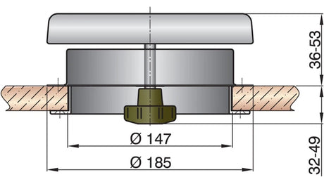 Tallriksventil tup D'ARTAGNAN1 i rostfritt stål (AISI 316) (inkl innergarnering i plast)
